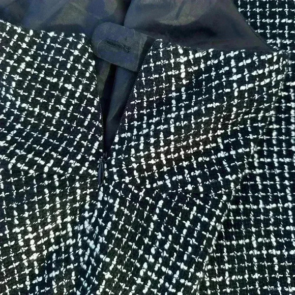 Coldwater Creek A-Line tweed Skirt Large black lined fringe business casual - Picture 6 of 7